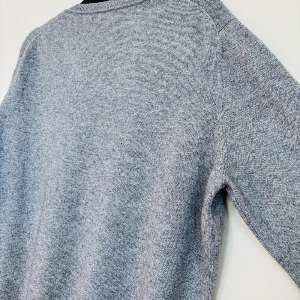 Apt9 Men Large Cashmere Silk V Neck heather gray knit slouchy pullover Sweater